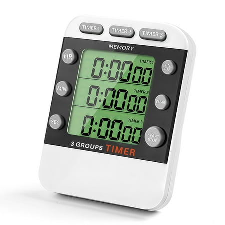 

Digital Dual Kitchen Timer 3 Channels Count UP/Down Timer Triple Cooking Timer Display Loud Volume Alarm