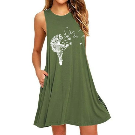 Tangnade Women Dress Fashion Womens Pocket Dandelions Printing Sleeveless Casual NightDress Dresses Army Green L
Tangnade Women Dress Fashion Womens Pocket Dandelions Printing Sleeveless Casual NightDress Dresses Army Green L
