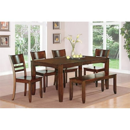 East West Furniture LYFD6-ESP-W 6-Piece Lynfield Rectangular Dining Table with Butterfly Leaf & 4 Wood Seat Chairs & 1