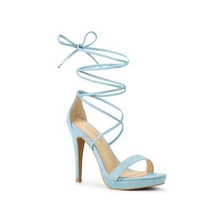 Allegra K Women s Sandals Stiletto Heels Platform Heels Lace up Sandals