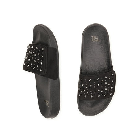 Time and Tru Women s Embellished Pool Slide Sandals