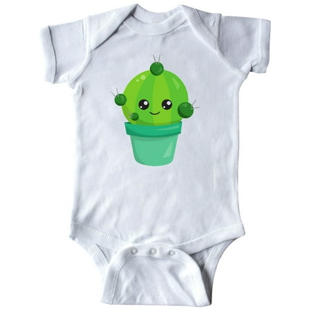 Inktastic Little Green Cactus In A Pot Smiling Cactus Gift Baby Girl Bodysuit