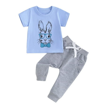 WERNZATT Infant Baby Boy 2 Piece Easter Outfits Toddler Round Neck Short Sleeve Rabbit Print Tops + Elastic Waist Pants Set
WERNZATT Infant Baby Boy 2 Piece Easter Outfits Toddler Round Neck Short Sleeve Rabbit Print Tops + Elastic Waist Pants Set
