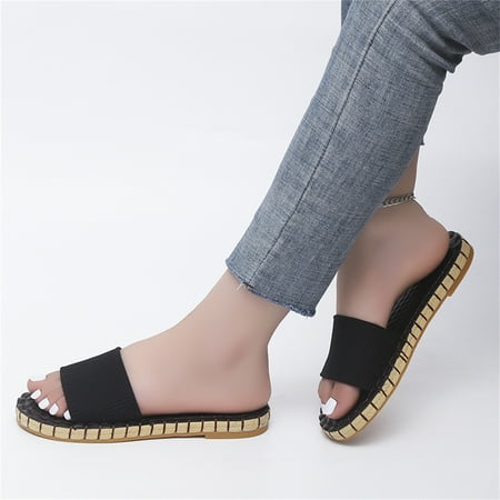 Cathalem Ladies Fashion Solid Color Cloth Open Toe Comfortable Flat Beach Slippers Womens Outdoor Slippers Black 7
Cathalem Ladies Fashion Solid Color Cloth Open Toe Comfortable Flat Beach Slippers Womens Outdoor Slippers Black 7