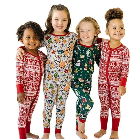 Luckinbaby Toddler Baby 2Pcs Christmas Outfits Cartoon Print Tops + Pants Set