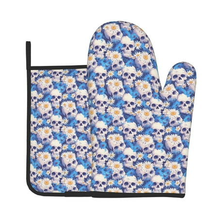Jgfou white Skull blue daisy Pattern Oven Mitts and Pot Holders Sets Heat Resistant Oven Mittens Soft Lining Extra Thicken Long Kitchen Cotton Oven Glove for Cooking
Jgfou white Skull blue daisy Pattern Oven Mitts and Pot Holders Sets Heat Resistant Oven Mittens Soft Lining Extra Thicken Long Kitchen Cotton Oven Glove for Cooking