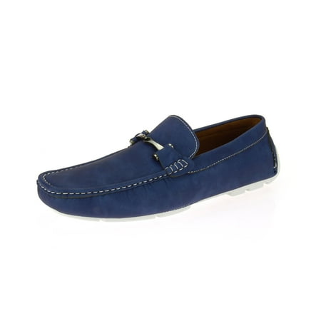 Mens Moccasin Navy Faux Leather Monaco Driving Shoe