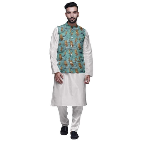 Atasi Traditional Mens Dupion Silk Kurta Pajama Set With Nehru Jacket Men Wear