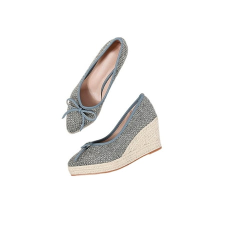 Rotosw Women Casual Shoe Pointed Toe Wedge Pumps Bow Pump Shoes Breathable Slip On High Heels Outdoor Comfort Gray 4.5
Rotosw Women Casual Shoe Pointed Toe Wedge Pumps Bow Pump Shoes Breathable Slip On High Heels Outdoor Comfort Gray 4.5