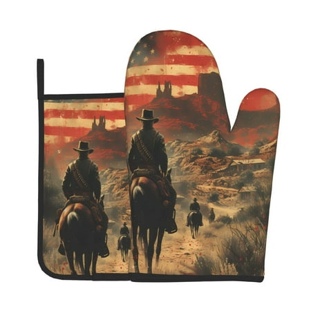 Lukts 1860s Style American Cowboy Print Kitchen Heat-Resistant Gloves and Spacers 2pcs Set Suitable for Baking and Cooking
Lukts 1860s Style American Cowboy Print Kitchen Heat-Resistant Gloves and Spacers 2pcs Set Suitable for Baking and Cooking