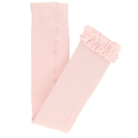 RuffleButts Girls Footless Ruffle Tights - Ballet Pink - 2T-4T