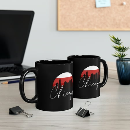 Chicago Skyline Coffee Mug - 11oz Black Ceramic Mug