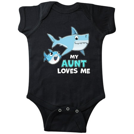 Inktastic My Aunt Loves Me with Cute Sharks Gift Baby Boy or Baby Girl Bodysuit
