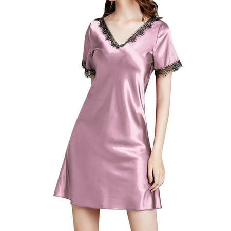 Ice Silk Pajamas Women Summer Silk Short Sleeve Sexy Nightdress Home Clothes Nightshirt Sleepshirt Nightgown
Ice Silk Pajamas Women Summer Silk Short Sleeve Sexy Nightdress Home Clothes Nightshirt Sleepshirt Nightgown