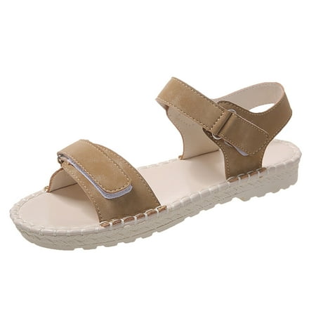 Womens Sandals Fashion Summer Women Sandals Solid Color Thick Bottom Flat Hook Loop Casual Women S Sandals Pu Khaki 38
Womens Sandals Fashion Summer Women Sandals Solid Color Thick Bottom Flat Hook Loop Casual Women S Sandals Pu Khaki 38