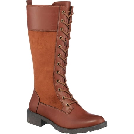 GC Shoes Womens Hanker Leather Mid-Calf Combat & Lace-up Boots