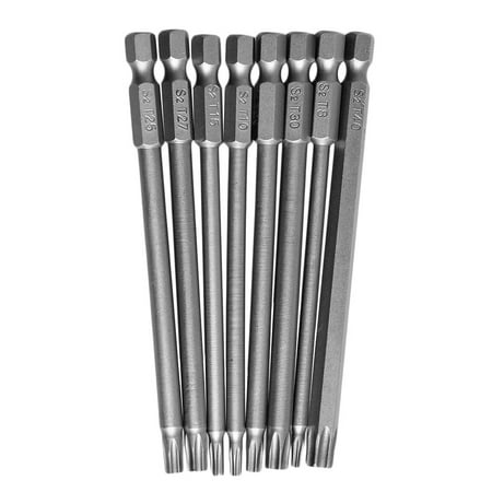 8Pcs/Set T8-T40 100mm Magnetic Torx Screwdriver Bits 1/4 Hex Shank