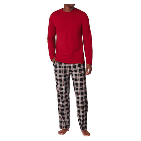 Men s Cuddl Duds Cozy Relaxed Fit Flannel Lodge Pajama Set Red / Black M