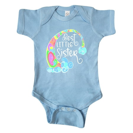 Inktastic Best Little Sister Colorful Rainbow Swirls Gift Baby Girl Bodysuit