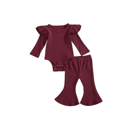 0-24M Autumn Newborn Ruffles Long Sleeve Rompers Tops+Flare Pants Girls Casual Ribbed Knitted Outfits
0-24M Autumn Newborn Ruffles Long Sleeve Rompers Tops+Flare Pants Girls Casual Ribbed Knitted Outfits