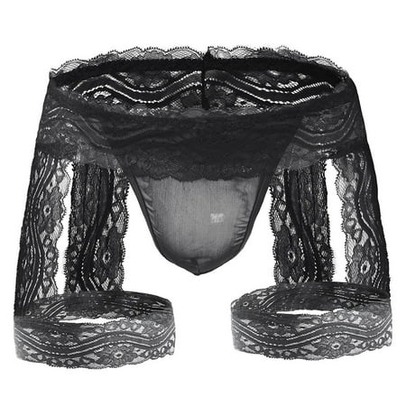 Clearance Panties MIARHB men s erotic lace leggings flat feet Black One Size
