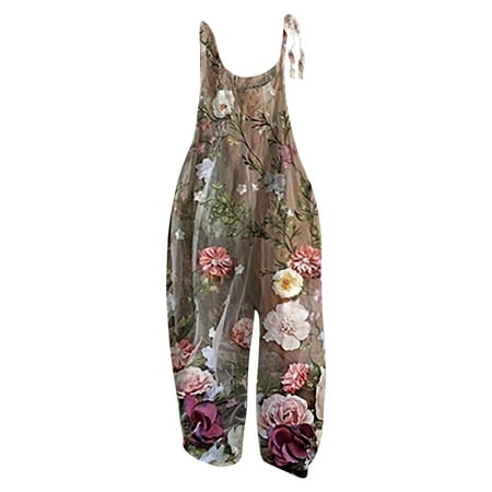 Womens Jumpsuits Casual Loose Floral Print Summer Boho Bib Overalls Wide Leg Sling Sweet Beach Romper for Women
Womens Jumpsuits Casual Loose Floral Print Summer Boho Bib Overalls Wide Leg Sling Sweet Beach Romper for Women