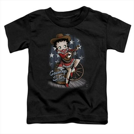 Boop-Country Star - Short Sleeve Toddler Tee- Black - Large 4T