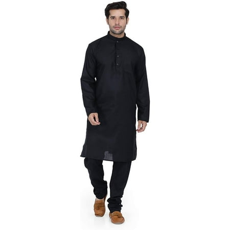 Royal Kurta Mens Cotton Kurta Pyjama Set (All Black 44)