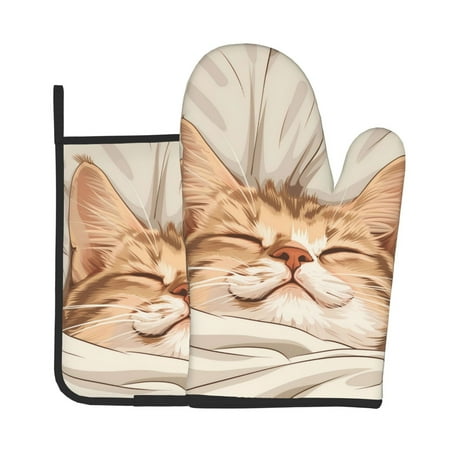 Zeuib Sleeping Cat In Blanket Print Oven Mitt & Pot Holder Set 2-Pack Kitchen Gloves and Hot Pads for Cooking BBQ Grilling Baking
Zeuib Sleeping Cat In Blanket Print Oven Mitt & Pot Holder Set 2-Pack Kitchen Gloves and Hot Pads for Cooking BBQ Grilling Baking