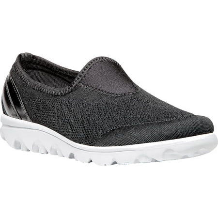 Women s Propet TravelActiv Slip On Sneaker Black Nylon Mesh/Polyurethane 6 2E