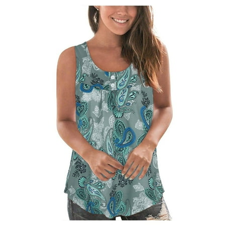 Women s Tanks & Camis V Neck Sleeveless Tanks Casual Print White M