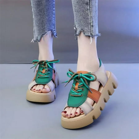 Women Strappy Platform Sandals Comfortable Sole with Lace Up Open Toe Sandals for Outdoor Beach Travel
Women Strappy Platform Sandals Comfortable Sole with Lace Up Open Toe Sandals for Outdoor Beach Travel