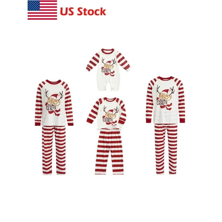 Sunisery Christmas Family Matching Pajamas Parent-Child Pjs Set Elk and Stripe Print Long Sleeve Tee + Pants Sleepwear
Sunisery Christmas Family Matching Pajamas Parent-Child Pjs Set Elk and Stripe Print Long Sleeve Tee + Pants Sleepwear