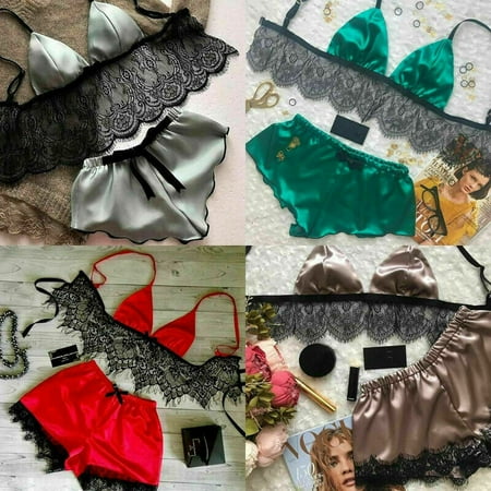 Sexy Women 2PCS Lingerie Lace Satin Silk Patchwork Underwear Sleepwear Bra+ Shorts Pjs Nightwear Pajamas Set
Sexy Women 2PCS Lingerie Lace Satin Silk Patchwork Underwear Sleepwear Bra+ Shorts Pjs Nightwear Pajamas Set