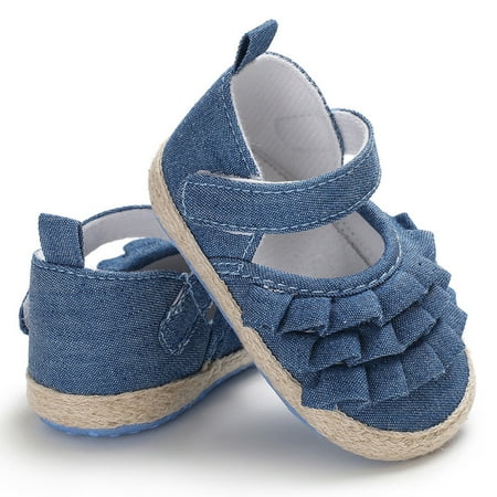 

Newborn Baby Girl Shoes Princess Soft Sole Shoes Crib Prewalker Shoes Toddler Anti-Slip Solid Ruffled First Walkers Sneaker 0-18M