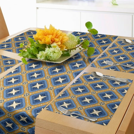 Ethnic Table Runner & Placemats Vintage Tile Ornament Diagonal Pattern with Art Influences Set for Dining Table Decor Placemat 4 pcs + Runner 14 x90 Blue Orange Beige by Ambesonne
Ethnic Table Runner & Placemats Vintage Tile Ornament Diagonal Pattern with Art Influences Set for Dining Table Decor Placemat 4 pcs + Runner 14 x90 Blue Orange Beige by Ambesonne