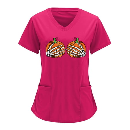 Halloween Printed Working Uniform Women V Neck Pure Color Overalls Halloween Printing Pure Color Short Sleeve Top Overalls Top Scrubs Top Working Uniform Nurses
Halloween Printed Working Uniform Women V Neck Pure Color Overalls Halloween Printing Pure Color Short Sleeve Top Overalls Top Scrubs Top Working Uniform Nurses