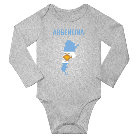 Argentina Flag Map Baby Long Slevve Jumpsuits Clothes (Gray 6-12 Months)