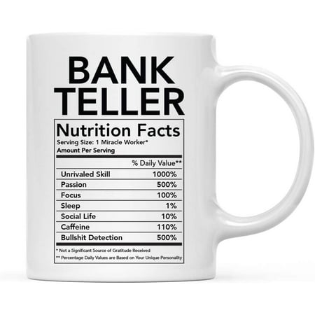 CTDream Funny 11oz. Ceramic Coffee Tea Mug Thank You Gift Bank Teller Nutritional Facts 1-Pack Novelty Gag Birthday Christmas Gift Ideas Coworker
CTDream Funny 11oz. Ceramic Coffee Tea Mug Thank You Gift Bank Teller Nutritional Facts 1-Pack Novelty Gag Birthday Christmas Gift Ideas Coworker