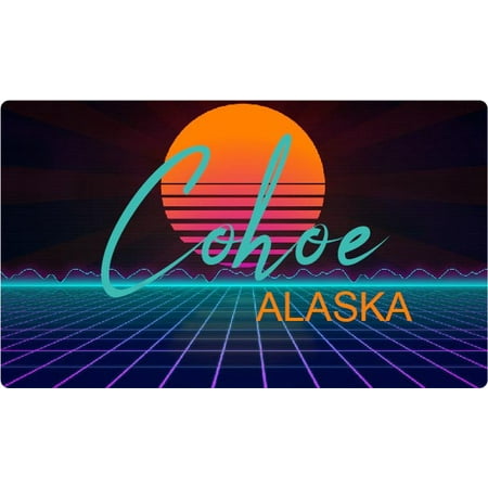 Cohoe Alaska 4 X 2.25-Inch Fridge Magnet Retro Neon Design