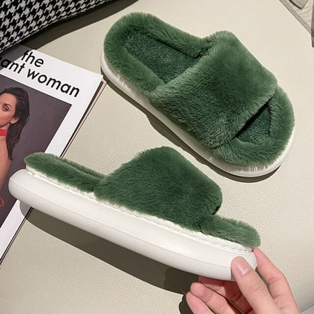 CoCopeaunt VIP Thick Fluffy Fur Women Winter House Warm Furry Slippers