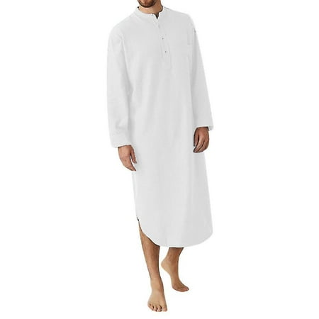 Men s Hood One-piece Sleepshirt Cotton Nightshirt Soft Sleepwear Plain Nightgown Pajamas