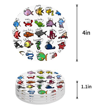 KXMDXA Educational Comics Ocean Cartoon Creature with Word Set of 8 Round Coaster for Drinks Absorbent Ceramic Stone Coasters Cup Mat with Cork Base for Home Kitchen Room Coffee Table Bar Decor
KXMDXA Educational Comics Ocean Cartoon Creature with Word Set of 8 Round Coaster for Drinks Absorbent Ceramic Stone Coasters Cup Mat with Cork Base for Home Kitchen Room Coffee Table Bar Decor