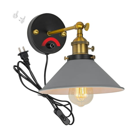 FSLiving Antique Grey Metal Wall Sconce with with Flexible Dimmable E26 Bulb Included Wall Lamp Lighting Fixture with 5.9ft Plug in Cord Small Nightstand Light for Dresser Bedroom - 1 Light
FSLiving Antique Grey Metal Wall Sconce with with Flexible Dimmable E26 Bulb Included Wall Lamp Lighting Fixture with 5.9ft Plug in Cord Small Nightstand Light for Dresser Bedroom - 1 Light
