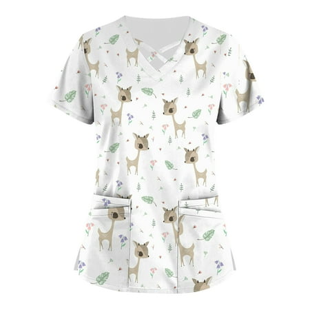 SHUDAGENG Womens Tops Plus Size Cute Printed Scrub Working Uniform Tops for Womens Cross V Neck Short Sleeve Fun T-shirtss Workwear Tee with Pockets White S
SHUDAGENG Womens Tops Plus Size Cute Printed Scrub Working Uniform Tops for Womens Cross V Neck Short Sleeve Fun T-shirtss Workwear Tee with Pockets White S
