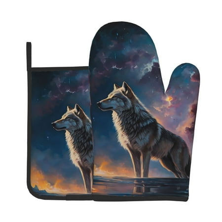 Junzan Night Sky Wolf Pattern Oven Mitts and Pot Holders 2 pcs Set Potholders BBQ Gloves Long Kitchen Oven Glove for Cooking Baking Grilling (2-Piece Set 11 Inch)
Junzan Night Sky Wolf Pattern Oven Mitts and Pot Holders 2 pcs Set Potholders BBQ Gloves Long Kitchen Oven Glove for Cooking Baking Grilling (2-Piece Set 11 Inch)