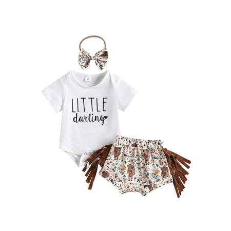 Western Baby Girls Outfit Cow Print Short Sleeve Romper Tassel Elastic Waist Shorts Headband 3Pcs Summer Clothes Set
Western Baby Girls Outfit Cow Print Short Sleeve Romper Tassel Elastic Waist Shorts Headband 3Pcs Summer Clothes Set