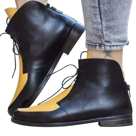 Color Blocks Women Pointed Toe Boots PU Leather Lace-up Low Heel Spring Winter Ankle Booties 43
Color Blocks Women Pointed Toe Boots PU Leather Lace-up Low Heel Spring Winter Ankle Booties 43