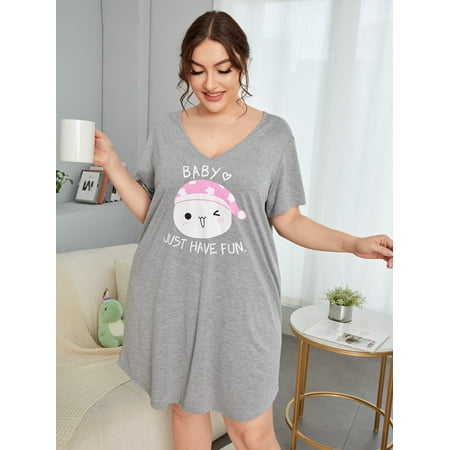 Women s Plus Slogan Cartoon Graphic Drop Shoulder Nightdress 4XL(20) Light Grey Casual F22001D
Women s Plus Slogan Cartoon Graphic Drop Shoulder Nightdress 4XL(20) Light Grey Casual F22001D