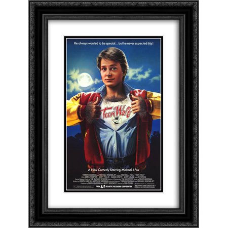 Teen Wolf 18x24 Double Matted Black Ornate Framed Movie Poster Art Print